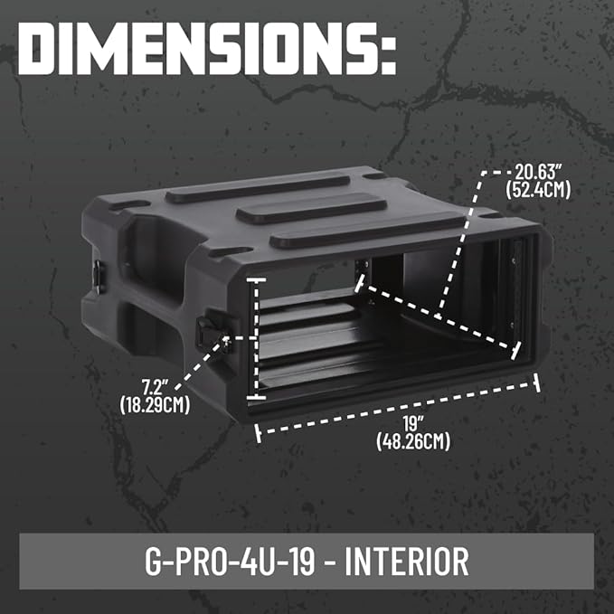 Gator Cases Pro Series Rotationally Molded 4U Rack Case with Standard 19" Depth, Made in USA (G-PRO-4U-19)