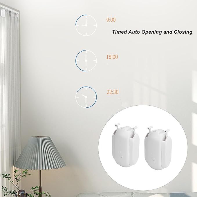 Changor Smart Curtain Opener, Automatic Remote Control Voice Compatible Curtain Motor Timer Controller for Home Office Black PC Material