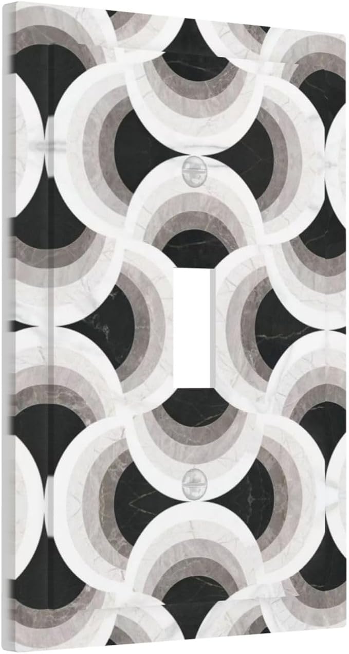 Bvtewkhz Black/White Art Marble 1 Gang Single Toggle Decorative Light Switch Covers Electrical Faceplate Switch Plates for Bathroom Kitchen Home