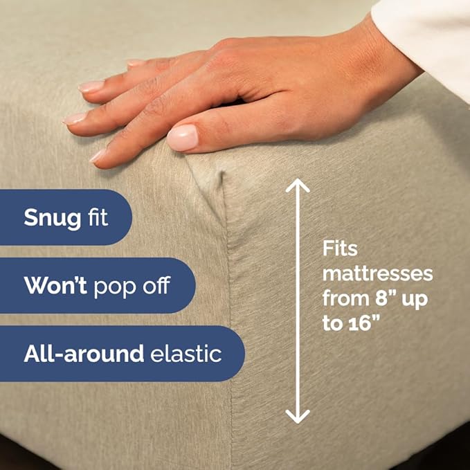 Full XL Bed Sheet Set - 4 Piece Extra Long Extended Full XL Sheets - Soft, Breathable & Cooling - Fits 8" to 16" Mattress with Deep Pockets - 54" x 80" - Wrinkle and Fade Resistant - Heathered Beige