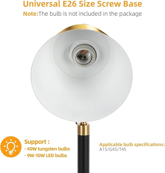 Starstrips Desk Lamp with Dual USB Charging Port, Heavy Duty Metal Task Light, 340 Degree Swivel Arms, Easy Assembly with Cord Guide, Reading Lamp for Home Office, Black & Gold (Bulb Not Included)