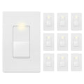 LIDER Minimalist Design Matte Finish Lighted Decorator Switch with Wall Plate, Frameless Paddle Light Switch with Locator Light, 3-Way, Grounding Screw, 15A 120V, UL Listed, White, 10 Pack