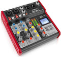 PYLE Studio Audio Sound Mixer Board - 4 Channel Bluetooth Compatible Professional Portable Digital DJ Mixing Console with USB Mixer Audio Interface - Mixing Boards For Studio Recording - PMXU48BT