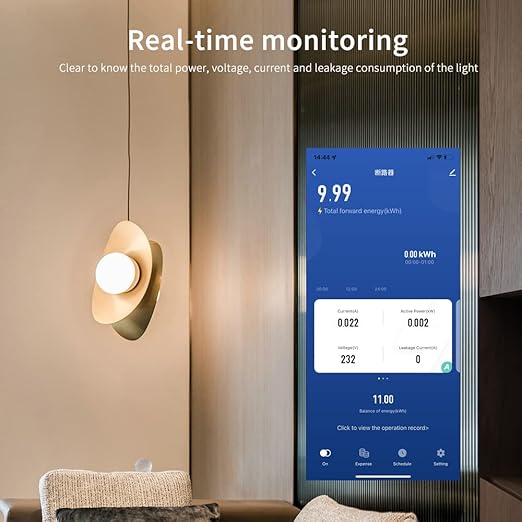 eMylo Single-Phase Smart Energy Meter 63A 80-400V - WiFi Electricity Monitor with Circuit Breaker & Leakage Protection, Tuya APP Remote Control for Home Apartment Factory