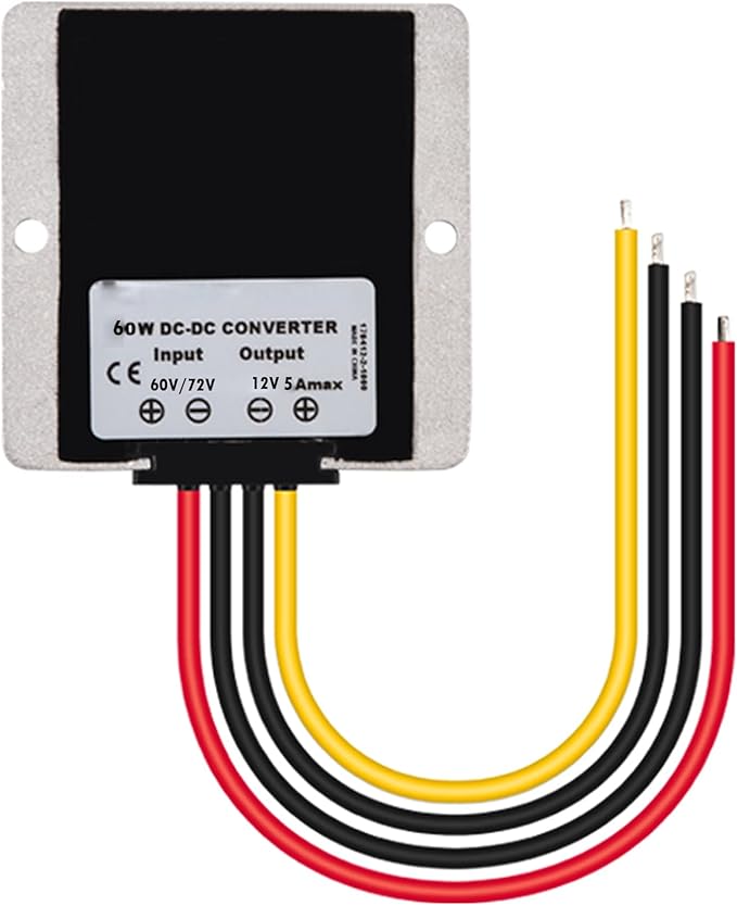 MGGi DC to DC Voltage Reducer 60V 72V Step Down to 12V 5A 60W, Waterproof Converter Regulator, Power Supply Module Buck Transformer, for Golf Cart, forklifts, Car