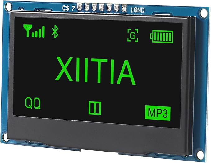 XIITIA 2pcs 2.42 inch 128x64 OLED LCD Display Module SSD1309 7 Pin SPI/IIC I2C Serial Interface for Arduino UNO R3 (Green Light)