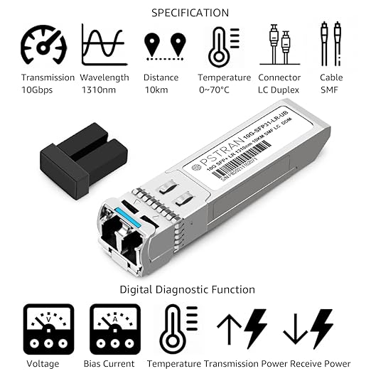 OPSTRAN 10GBASE-LR SFP+ Optical Transceiver Module Compatible with Ubiquiti Unifi UF-SM-10G 10G SFP+ LR 1310nm 10km DDM Duplex LC SMF 4 Pack