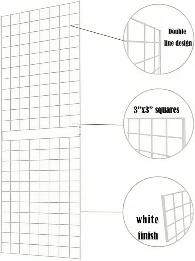 7RiversART Grid Wall Commercial Grade Gridwall Panels – Heavy Duty Grid Panel for Any Retail Display Wall Grid 2' Width x 6' Height, White (Pack of 4) Easily Portable