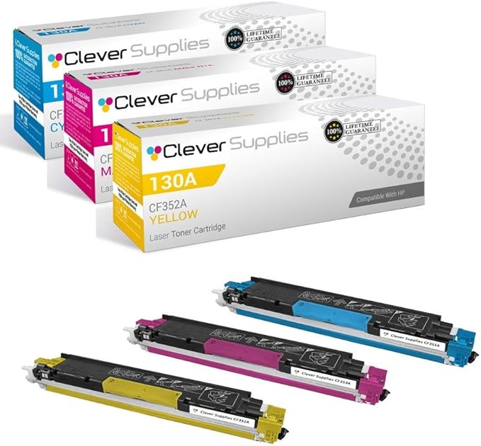 CS Replacement Toner Cartridge Compatible with HP Pro 100 Color MFP M177 CF351A Cyan CF352A Yellow CF353A Magenta 130A Color Laserjet M177FW Pro 100 MFP M176 M177 MFP M177FW 3 Color Set