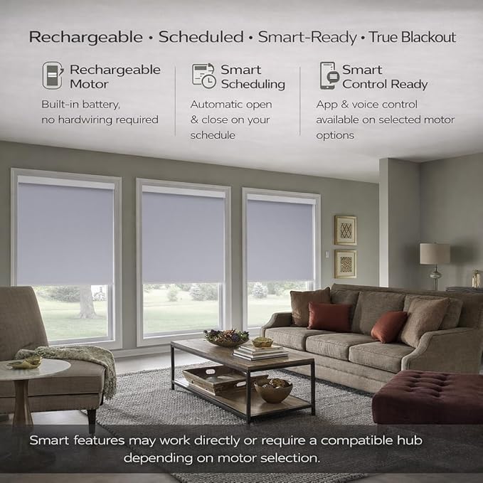 ZSHINE Motorized Blackout Window Blinds Customize Width (23-95 Inches) Remote Control Wireless and Rechargeable Roller Shades Blinds for Windows, Home, Office, Hotel, Club, Restaurant(82010S)…