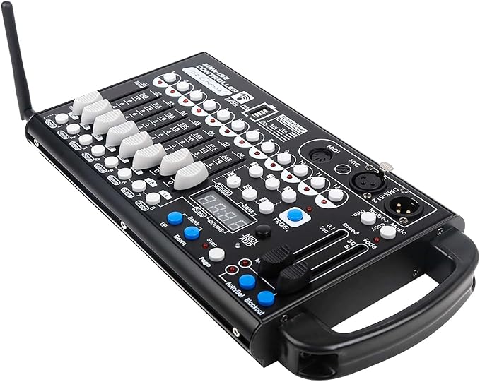 Battery DMX Controller Wireless with MIDI, DMX Board 512 Light Controller for Dj Lights, Dmx512 Lighting Console 192ch with Built-in Battery for Control Stage Light