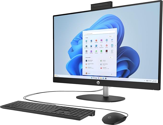 HP 27 FHD IPS AIO PC (Intel 12-Core Ultra 7 255U CPU, 32GB DDR5 RAM, 2TB NVMe SSD, Windows 11 Pro, HDMI, RJ45, WiFi 6 + BT 5.4, FHD Webcam, Wireless KB+Mouse) - All in One TouchScreen Business Desktop