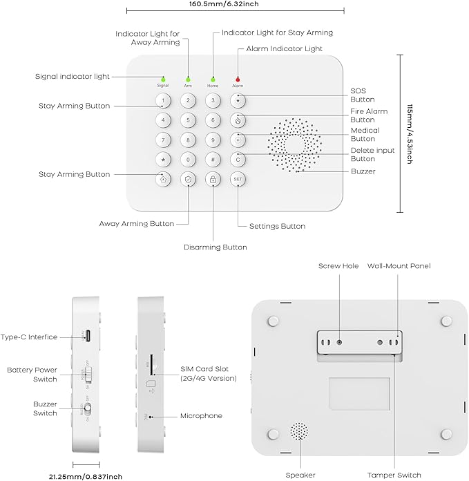 2026 WiFi+GSM/4G Home Security System with Instant Smart Life or Tuya App Real-Time Alert,Door & Window Alarms for Home for Apartment,Kids Safety,Office,NO Monthly Fees,SOS Button,Remote Control