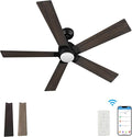 SMAAIR Smart Ceiling Fan with Light, 56inch Indoor and Outdoor ceiling fan with Remote, Compatible with Alexa/Google Assistant/Siri Shortcut, App control with Timer and Schedule(Walnut/Light Wood)
