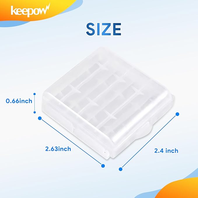 KEEPOW 12 Pcs AA/AAA Battery Storage Case Holder Box, Clear Color