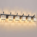 BBLLWJ Crystal Vanity Lights - Black, 6 Light Bathroom Vanity Light with Crystal Fixture, Modern Style for Bathroom Mirror