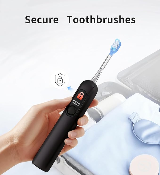 lunakind Sonic Toothbrush with Travel Case, Electric Toothbrush, AI Smart Display, 4 Modes with Missed Spot Detection, Pressure Sensor, 2 Mins Timer, 40° Oscillating 52000 VPM, 2 Brush Heads, IPX7