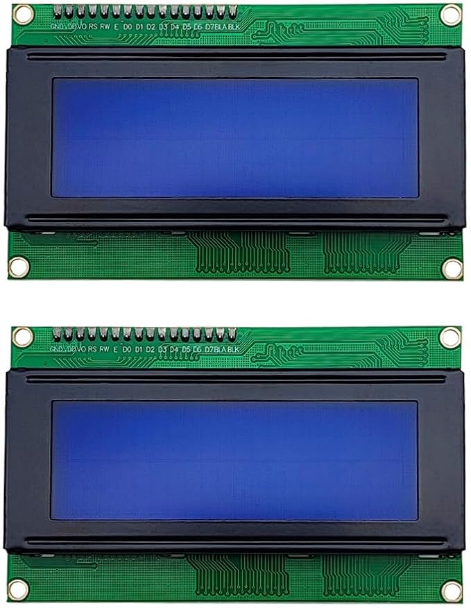 Haldzemo 2004 LCD Screen Display Module 2004A 20x4 White Character Blue Backlight DC 5V (2 Pack)