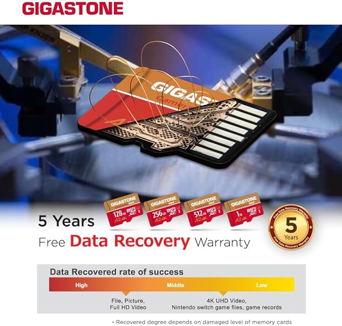 【5-Years Data Recovery】 GIGASTONE 256GB Micro SD Card with USB 3.2 Type C Card Reader, 4K Camera Pro MAX, Speed Up to 130MB/s Compatible with Gopro, DJI, Dash Cam, MicroSDXC UHS-I A2 V30 U3
