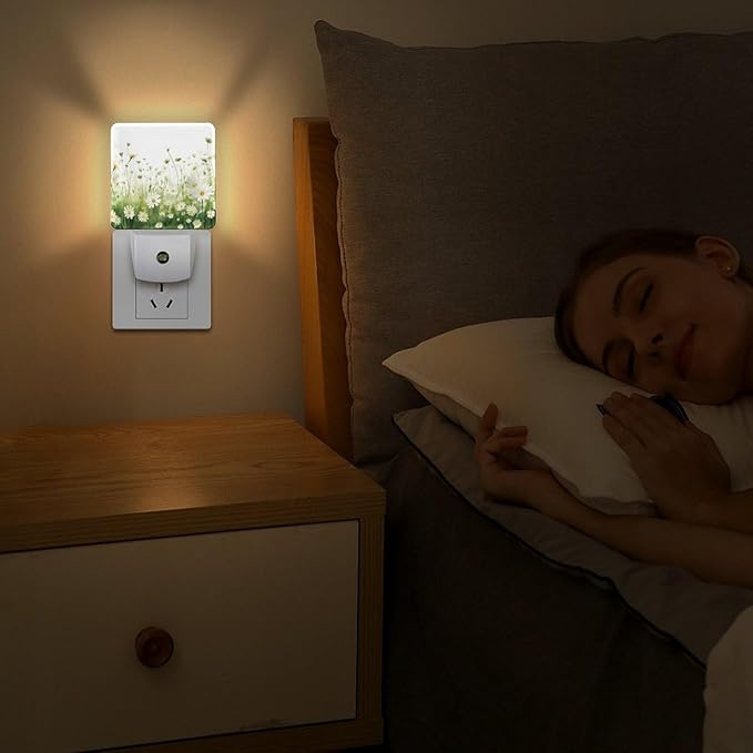 YKJAHSD Flowers Night Light, Plug into Wall Decor Nightlights for Bedroom, Bathroom, Hallway, Kitchen, with Dusk to Dawn Light Auto Sensors LED Night Lights for Boys Girls Women Men Room Gifts