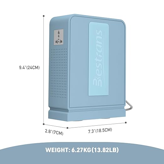BESTRANS 2000W Step Up Transformer 110v to 220v Converter, Heavy Duty Voltage Converter 110v-120v to 220v-240v with Dual Outlets, Overload Protection & Ultra-Quiet for Home Appliances, Light Blue