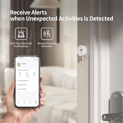 Linptech Human Presence Sensor ES1,Smart Motion Sensor with 24G mmWave Radar,Occupancy Sensor Requires Tuya Zigbee Hub for Home Security and Automation,Compatible with Alexa,Smart Life,Z2MQTT,ZHA