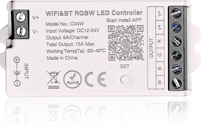 TUNICHX RGBW SMD FCOB 5 PIN LED Strip 2.4 GHz WiFi Group Controller Alexa Google Home Smartphone APP Control Compatible with WR01RF LM096 FUT095 FUT096 B3 T3 Mi-Boxer/Mi-Light RGBW Remote