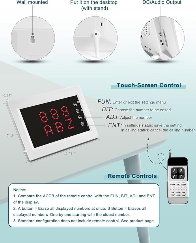 WNKRUN Wireless Caregiver Pager Nursing Calling System Elderly Alarm with 1 Display Receiver and 10 Waterproof 2 Key Call Buttons for Nursing Home Clinic (10 M2 Call Buttons)