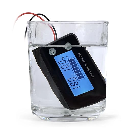 SUPNOVA Waterproof Battery Monitor12v 24v 36v 48v 60v 72v ,Car Motorcycle Golf cart Battery Meter Digital Battery Capacity Remaining Capacity Percentage Tester with Buzzer Alarm and Temperature（Bule）