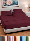 Split Head King Sheet Set – 4 Piece Flex Split Top King Sheets for Adjustable Beds - Fits 14” to 16" Mattress w/ Deep Pockets - Soft, Breathable & Cooling - Luxury Bedding and Wrinkle Free - Burgundy