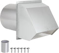 6 Inch Wall Vent Cover,Exterior Wall Vent Hood with Screen and Damper Exhaust Dryer Vent Cover Outside,External Extractor Wall Exhaust Vent Cap for Range Hood Kitchen Outdoor Air Vent,Stainless Steel
