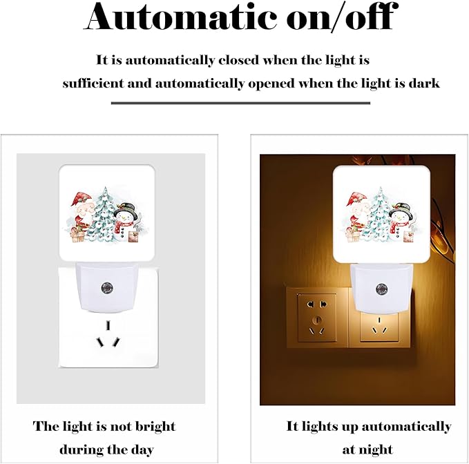 FSHVQKD Santa Claus and Snowman Night Light,Plug-in Nightlights Auto Sensor Night Lamp Dusk to Dawn Lamp Home Decor for Nursery Children Girls Boys