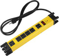 CCCEI Heavy Duty Power Strip Surge Protector with 15A, 6 Plug Industrial Shop Workshop Garden Metal Multiple Outlets, 10FT Extension Cord 1200 Joules ETL Listed, Yellow