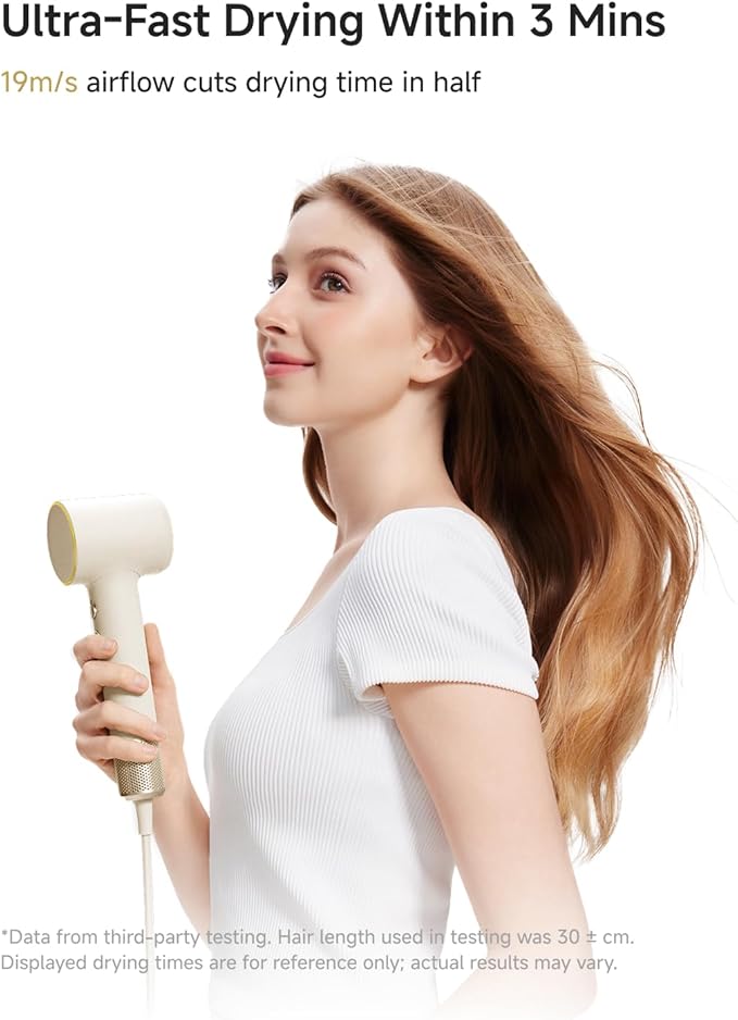 Laifen MINI Hair Dryer, Lightweight and Compact High Speed 200M Ionic Blow Dryer with 110, 000 RPM Brushless Motor for Fast Drying, Low Noise, Hairdryer with Magnetic Nozzle, Child Mode