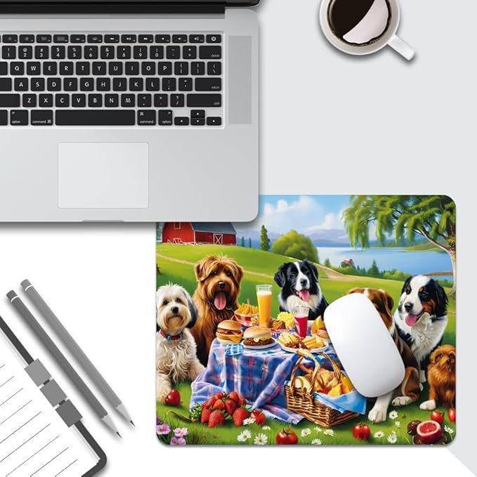 Dog Party Square Mouse pad, Texture, Waterproof, Anti Slip Rubber Base, Computer Mouse pad, Laptop Mouse pad