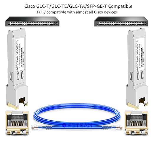 OPSTRAN 1000BASE-T SFP RJ45 Copper Transceiver Module Compatible with Cisco GLC-T SFP-GE-T 100m Cat5e/6 10 Pack