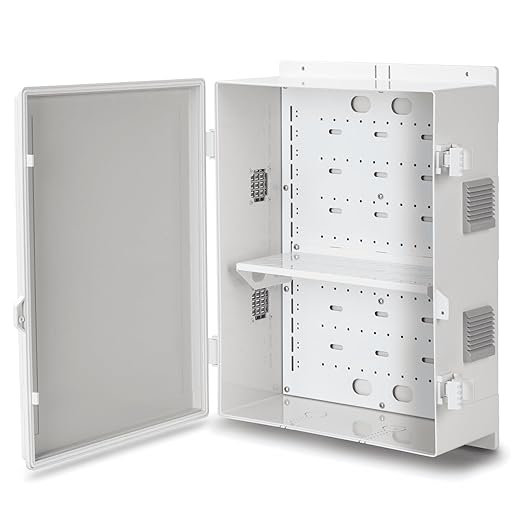 Namunanee Outdoor Electrical Junction Box, ABS Water Resistant Enclosure with Internal Mounting Panel & Hinged Cover, 16.1" H* 12.2" L* 5.9" W