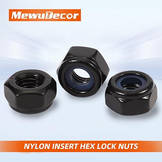MewuDecor 5/16-18 Nylon Insert Hex Lock Nuts Locknuts, 304 Stainless Steel 18-8, Black Oxide, 50 PCS
