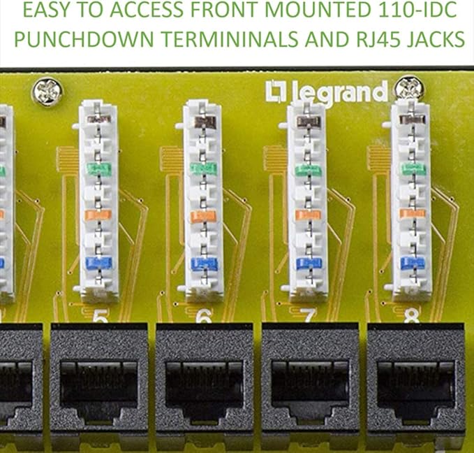 Legrand - OnQ Cat 6 Network Interface Module, Wifi Module with 8 Ports, Network Interface Module Cat6 Provides Connectivity to Ethernet Devices, Black, AC1068