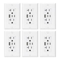 ELEGRP USB Outlets, 20 Amp Wall Outlet with 3 USB Ports, Dual USB C Ports Outlets, TR Tamper-Resistant USB Outlets Receptacles, Wall Plate Included, UL/CUL Listed, 6 Pack, White