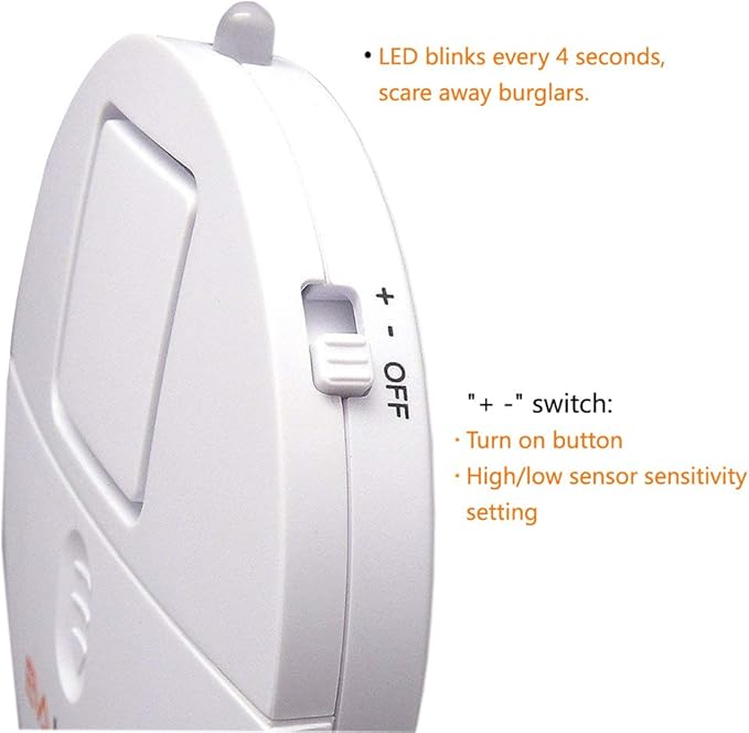 EVA LOGIK Modern Ultra-Thin Window Alarm with Loud 120dB Sound and Vibration Sensors Compatible with Virtually Any Window, Glass Break Alarm Perfect for Home, Office, Dorm Room- 4 Pack
