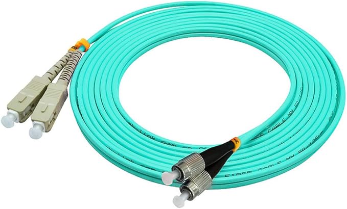 Jeirdus 30Meters 100ft SC to FC Duplex 50/125 10G OM3 Multi-Mode Fiber Optic Cable Jumper Optical Patch Cord SC-FC