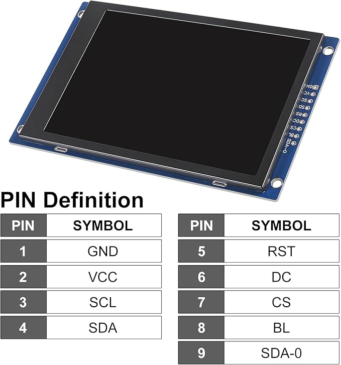 XIITIA 2pcs 3.5" SPI TFT LCD Display Module 320x480 RGB LCD Screen 3.3V ST7796 Drive SPI Interface 8pin Full Color for Arduino DIY