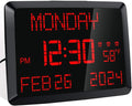 Digital Clock Large Display 11.5", Calendar Clock with Date,Time,Day of Week,Temperature,2 USB Chargers,3 Alarms,5Dimmer& 12/24H,Wall clock/Desk clock for Seniors,Dementia,Memory Loss,Impaired Vision