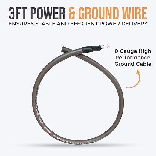 Elite Audio Premium Series Amp Kit Copper Clad Aluminum Wire, Triple-Shielded RCA Cables, High-Power Capacity, ANL Fuse Holder, Car Amplifier Install Kit (0 Gauge (5-Channel))