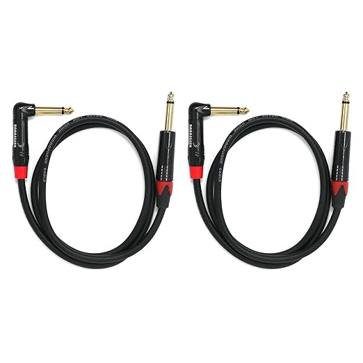 Rannsgeer 2 Pack 1/4 Inch TS Right Angle to 1/4 Inch TS 3 Feet Cable (3 Ft 2 Pack)