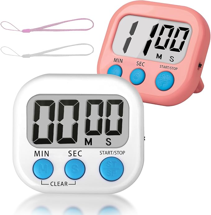 ZILLEEN Classroom Timer for Kids Teachers 2 Pack Digital Timers, White & Pink