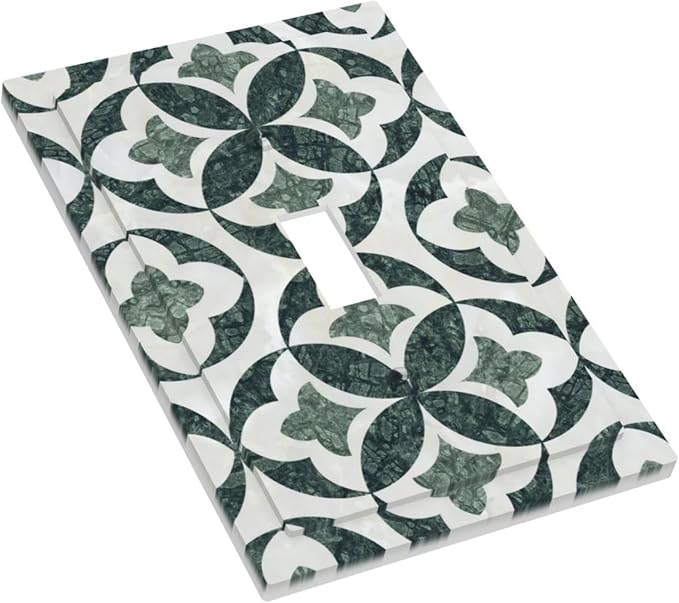 Bvtewkhz Green Luxury Modern Cubic Marble 1 Gang Single Toggle Decorative Light Switch Covers Electrical Faceplate Switch Plates for Bathroom Kitchen Home