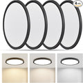 RLEDPZTX Led Flush Mount Ceiling Light,9 Inch 18w 1860lm,3000k/4000k/6000k 3CCT Selectable, Round Modern Flat Panel Super Slim Led Ceiling Light,for Living Dining Kitchen Bedroom Room (4Pack-Black)