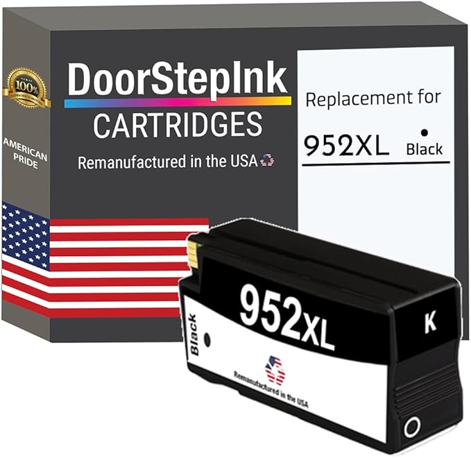 DoorStepInk 952XL Black Remanufactured Ink Cartridge Replacement for HP 952XL (F6U19AN) - Compatible with OfficeJet Pro 7740/8710/8720/8730/8740 — High Yield 1-Pack